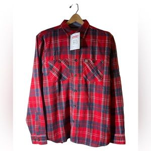 Coleman Mens Shirt Jacket Flannel Red Navy Plaid Adult Size L MSRP: $55